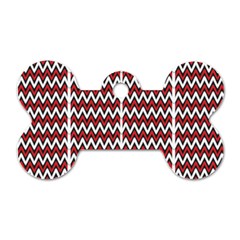 A Red And Black Zigzag Pattern On A White Background Dog Tag Bone (one Side)