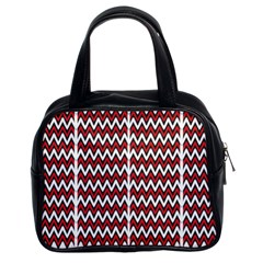 A Red And Black Zigzag Pattern On A White Background Classic Handbag (two Sides)