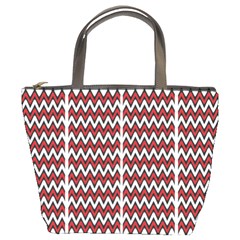 A Red And Black Zigzag Pattern On A White Background Bucket Bag