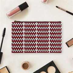 A Red And Black Zigzag Pattern On A White Background Cosmetic Bag (medium)