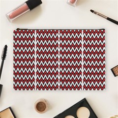 A Red And Black Zigzag Pattern On A White Background Cosmetic Bag (large)