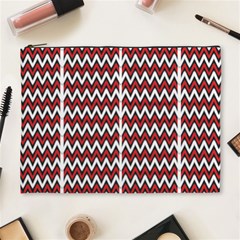 A Red And Black Zigzag Pattern On A White Background Cosmetic Bag (xl)