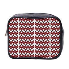 A Red And Black Zigzag Pattern On A White Background Mini Toiletries Bag (two Sides)