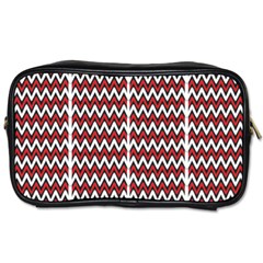 A Red And Black Zigzag Pattern On A White Background Toiletries Bag (two Sides)