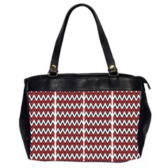 A Red And Black Zigzag Pattern On A White Background Oversize Office Handbag (2 Sides)