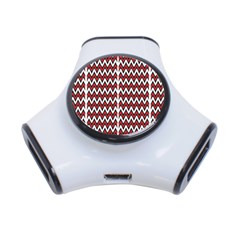 A Red And Black Zigzag Pattern On A White Background 3-port Usb Hub