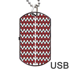 A Red And Black Zigzag Pattern On A White Background Dog Tag Usb Flash (one Side)