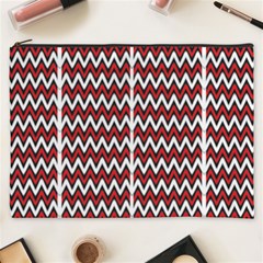 A Red And Black Zigzag Pattern On A White Background Cosmetic Bag (xxxl) by catchydesignhill