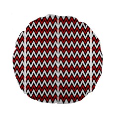 A Red And Black Zigzag Pattern On A White Background Standard 15  Premium Flano Round Cushions