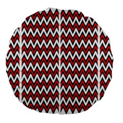 A Red And Black Zigzag Pattern On A White Background Large 18  Premium Flano Round Cushions