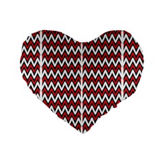 A Red And Black Zigzag Pattern On A White Background Standard 16  Premium Flano Heart Shape Cushions