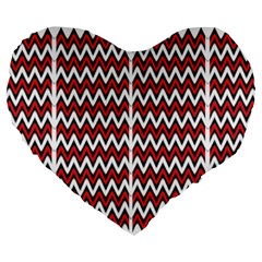 A Red And Black Zigzag Pattern On A White Background Large 19  Premium Flano Heart Shape Cushions by catchydesignhill