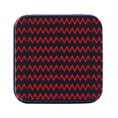 A Red And Black Zigzag Pattern On A White Background Square Metal Box (black) by catchydesignhill