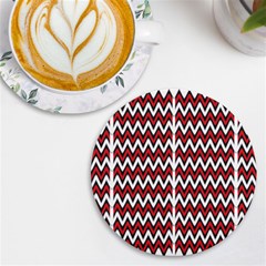 A Red And Black Zigzag Pattern On A White Background Uv Print Round Tile Coaster