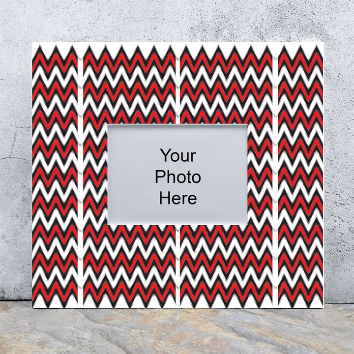 A Red And Black Zigzag Pattern On A White Background White Wall Photo Frame 5  x 7 