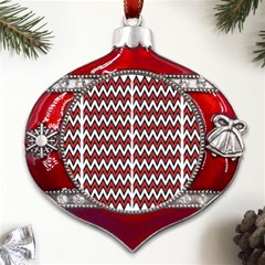 A Red And Black Zigzag Pattern On A White Background Metal Snowflake And Bell Red Ornament