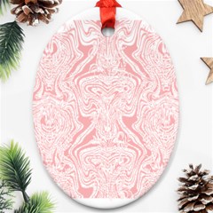 A Pink And White Abstract Design On A White Background Ornament (oval)