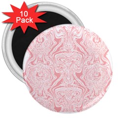 A Pink And White Abstract Design On A White Background 3  Magnets (10 Pack) 