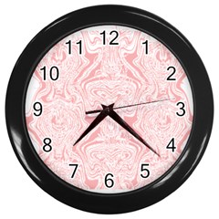 A Pink And White Abstract Design On A White Background Wall Clock (black) by catchydesignhill