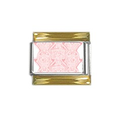 A Pink And White Abstract Design On A White Background Gold Trim Italian Charm (9mm)