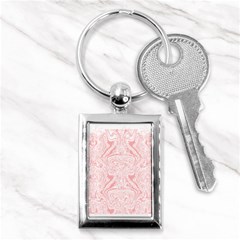 A Pink And White Abstract Design On A White Background Key Chain (rectangle)