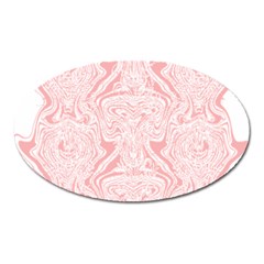 A Pink And White Abstract Design On A White Background Oval Magnet