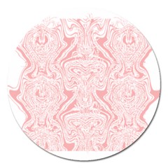 A Pink And White Abstract Design On A White Background Magnet 5  (round)