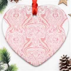 A Pink And White Abstract Design On A White Background Heart Ornament (two Sides)