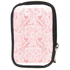 A Pink And White Abstract Design On A White Background Compact Camera Leather Case