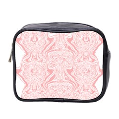 A Pink And White Abstract Design On A White Background Mini Toiletries Bag (two Sides)