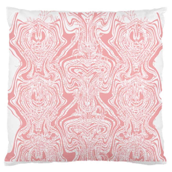 A Pink And White Abstract Design On A White Background Large Cushion Case (One Side)