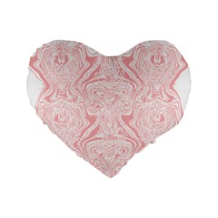 A Pink And White Abstract Design On A White Background Standard 16  Premium Heart Shape Cushions by catchydesignhill