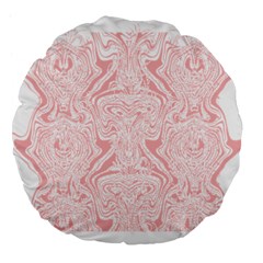 A Pink And White Abstract Design On A White Background Large 18  Premium Flano Round Cushions