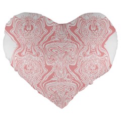 A Pink And White Abstract Design On A White Background Large 19  Premium Flano Heart Shape Cushions by catchydesignhill