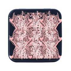 A Pink And White Abstract Design On A White Background Square Metal Box (black)