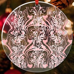 A Pink And White Abstract Design On A White Background Uv Print Acrylic Ornament Round by catchydesignhill