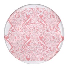 A Pink And White Abstract Design On A White Background Round Glass Fridge Magnet (4 Pack) by catchydesignhill