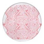 A Pink And White Abstract Design On A White Background Round Glass Fridge Magnet (4 pack) Front