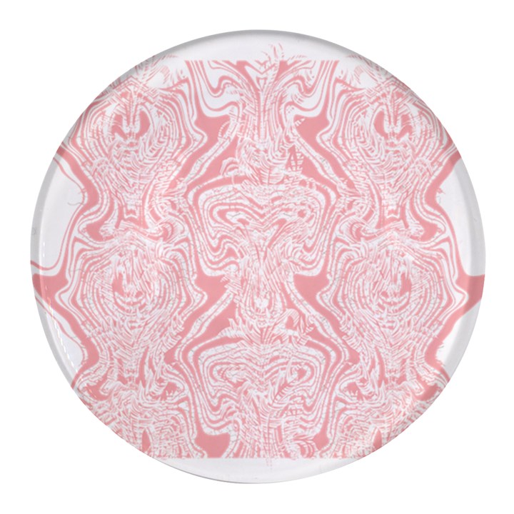 A Pink And White Abstract Design On A White Background Round Glass Fridge Magnet (4 pack)