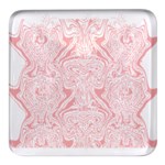 A Pink And White Abstract Design On A White Background Square Glass Fridge Magnet (4 pack) Front