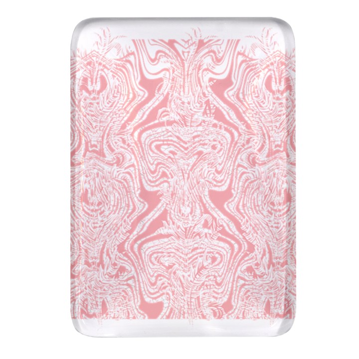 A Pink And White Abstract Design On A White Background Rectangular Glass Fridge Magnet (4 pack)