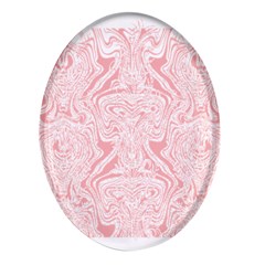 A Pink And White Abstract Design On A White Background Oval Glass Fridge Magnet (4 Pack) by catchydesignhill