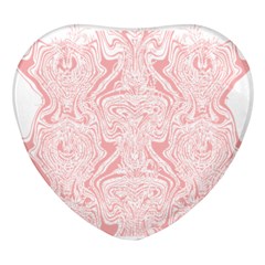 A Pink And White Abstract Design On A White Background Heart Glass Fridge Magnet (4 Pack) by catchydesignhill