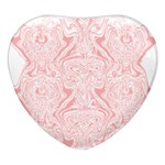 A Pink And White Abstract Design On A White Background Heart Glass Fridge Magnet (4 pack) Front