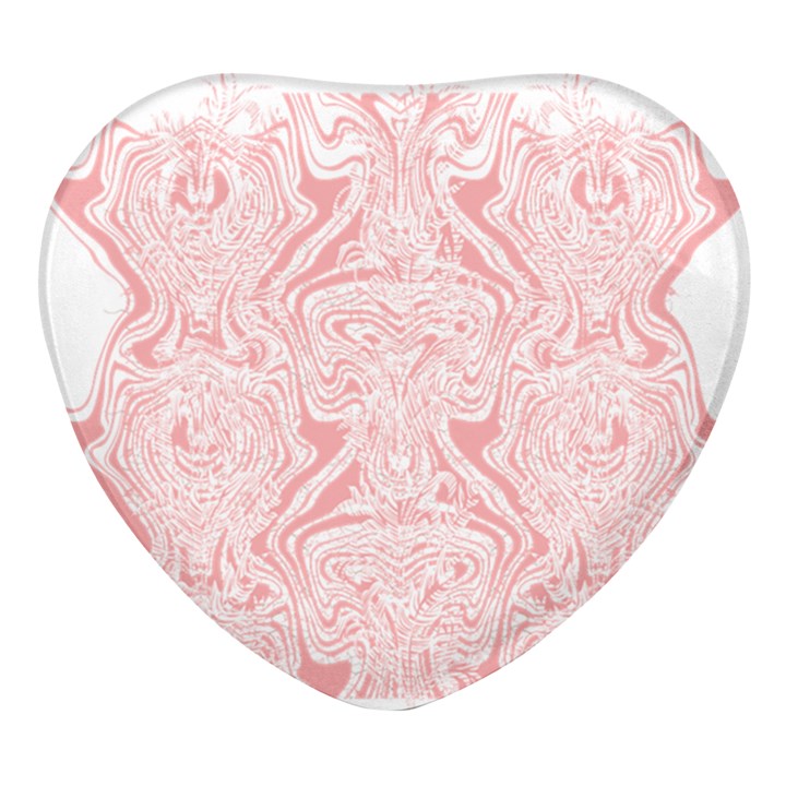 A Pink And White Abstract Design On A White Background Heart Glass Fridge Magnet (4 pack)