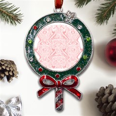 A Pink And White Abstract Design On A White Background Metal X mas Lollipop With Crystal Ornament