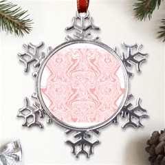 A Pink And White Abstract Design On A White Background Metal Large Snowflake Ornament by catchydesignhill