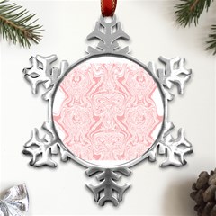 A Pink And White Abstract Design On A White Background Metal Small Snowflake Ornament by catchydesignhill