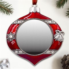 A Black And White Photo Of A Wall Metal Snowflake And Bell Red Ornament