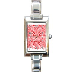 A Red And White Image Of A Pattern On A White Background Rectangle Italian Charm Watch